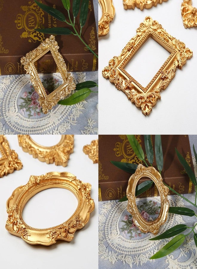 NSdawali 2 Pcs Mini Gold Picture Frames, DIY Tiny Vintage Picture Frames Antique Small Photo Frame for Home Hotel Decor Table Top Jewelry Display Shooting Photo Props Gallery Art Christmas Tree Decor(Gold) - Image 3
